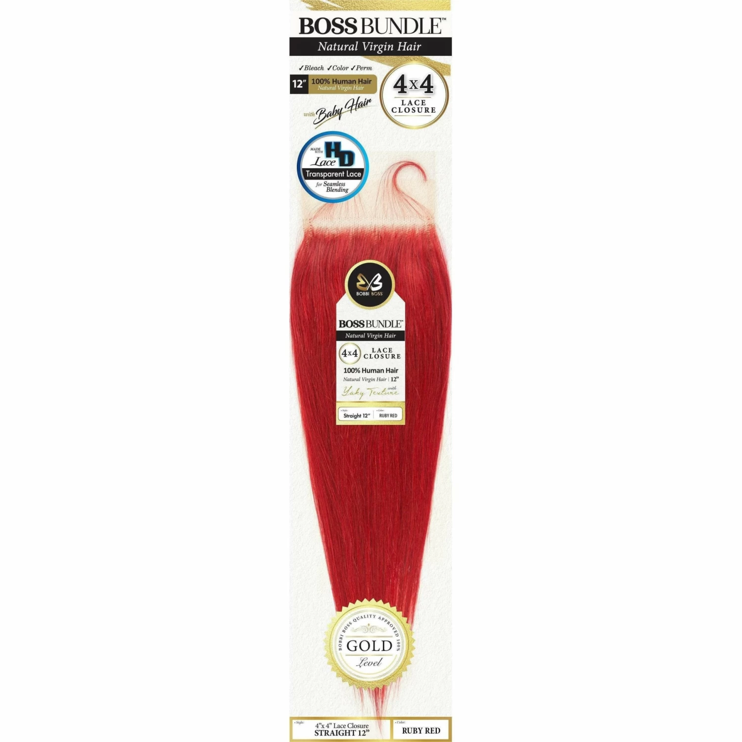 Bobbi Boss: Boss Bundle 100% Virgin Hair Closure - Straight 12" 3 Bobbi Boss: Boss Bundle 100% Virgin Hair Closure - Straight 12"