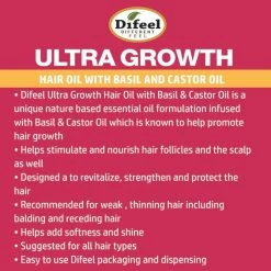 Difeel: Ultra Growth Basil & Castor Hair Growth Oil 8oz -Wig Care Shop difeel hair care difeel ultra growth basil castor hair growth oil 8oz 30697054666838