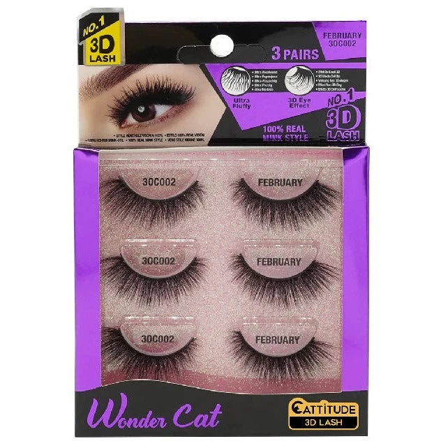 EBIN: Wonder Cat Faux Mink 3D Lashes - 3pack 3 EBIN: Wonder Cat Faux Mink 3D Lashes - 3pack