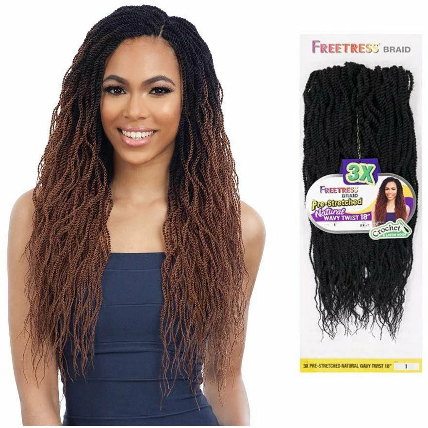 FreeTress: 3X Pre-Stretched Natural Wavy Twist 18" Crochet Braids 3 FreeTress: 3X Pre-Stretched Natural Wavy Twist 18" Crochet Braids