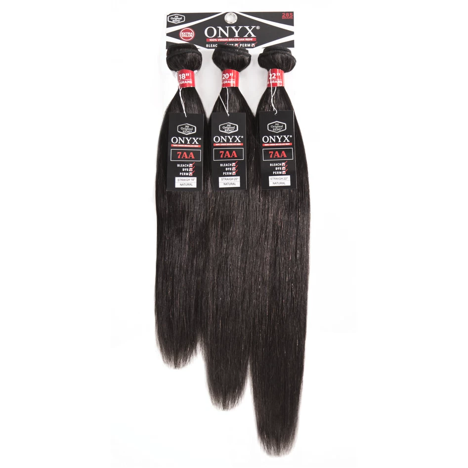 Onyx: 100% Virgin Brazilian Remi 3 Pack - Straight 3 Onyx: 100% Virgin Brazilian Remi 3 Pack - Straight