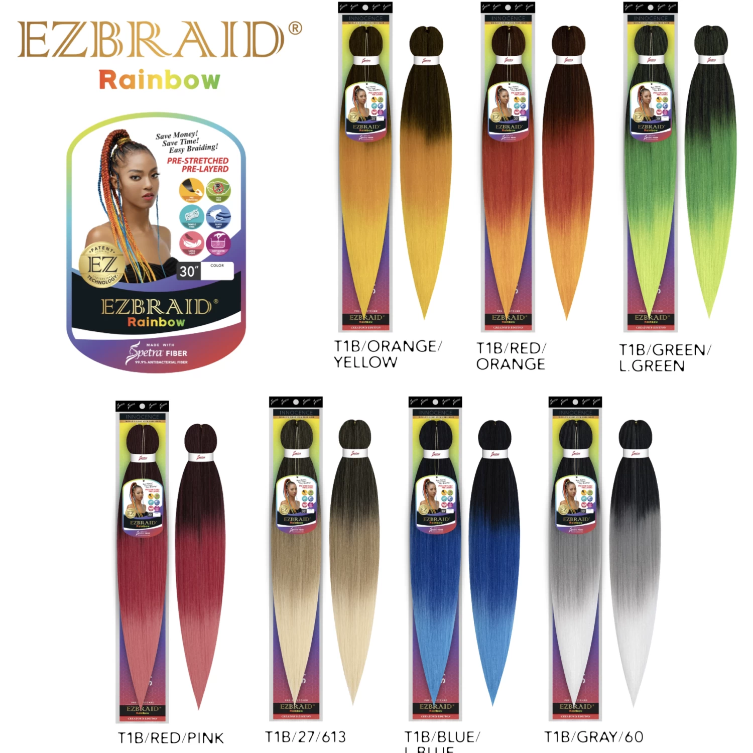 Spetra: Rainbow EZ Braid 30" (Pre-Stretched) 5 Spetra: Rainbow EZ Braid 30" (Pre-Stretched) - Image 3